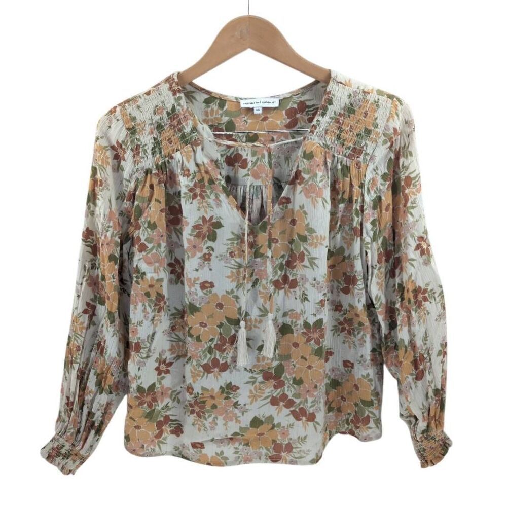 Cupcakes and Cashmere Floral Resort Lightweight Longsleeve Top XS